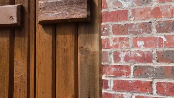 Person streicht Fensterläden am Haus — Stockvideo