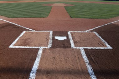 Baseball Home Plate batters box with fresh chalk lines clipart