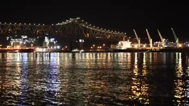 Puente Del Río Baton Rouge Por Noche Lapso Tiempo — Vídeos de Stock