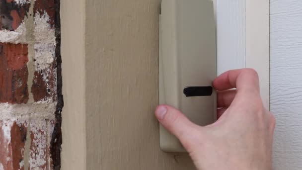 Hand Entering Secret Code Keypad Used Garage Door Entrance Home — Stock Video