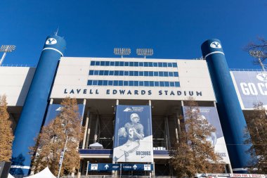 Provo, UT, USA: Lavell Edwards Stadium on the campus of Brigham Young University, primarily used for college football clipart