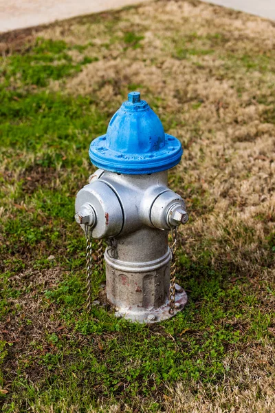 Colorful Blue and Silver Fire Hydrant used for supplying high volume of water