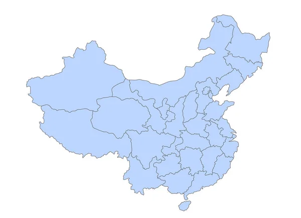 Mapa azul de China con las provincias representadas en él. Un elemento para crear una infografía — Archivo Imágenes Vectoriales