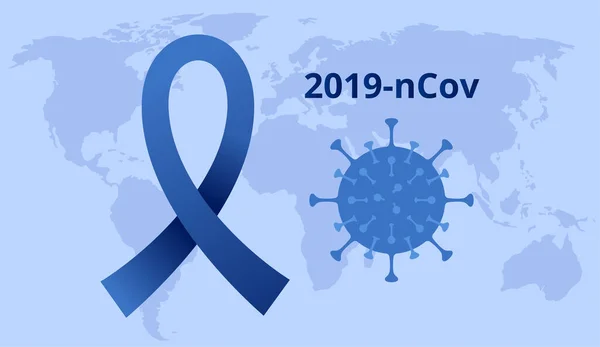 Cinta y coronavirus 2019-nCov icono como símbolo de la lucha de todo el mundo contra la enfermedad. Apoyar y ayudar a los enfermos — Vector de stock
