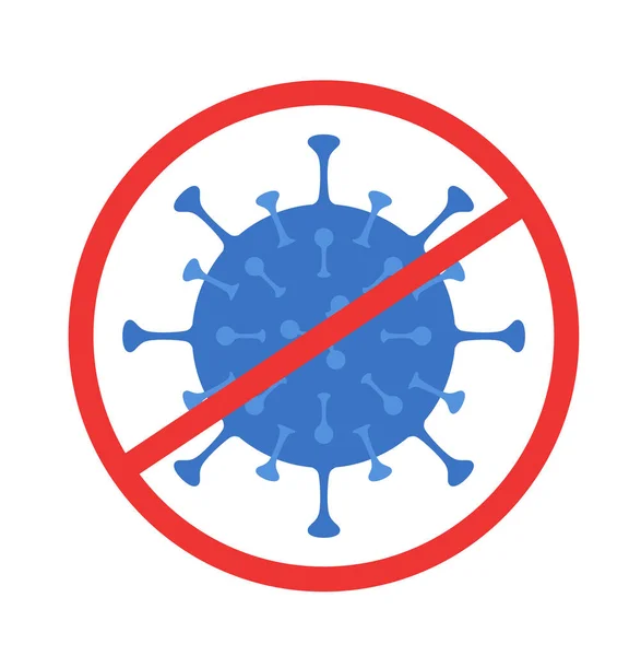 Protest împotriva noului coronavirus 2019-nCoV. Încrucișat semnul de interdicție cu o pictogramă virus. COVID-2019 concept de control al virusului — Vector de stoc