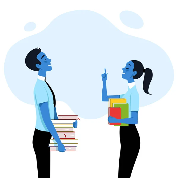 Usuários com livros sobre aprendizagem. O conceito de alunos de sucesso. Ilustração vetorial . — Vetor de Stock