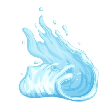Su sıçrar, patlar, fırıl fırıl döner, dalgalar. Vektör illüstrasyonu.