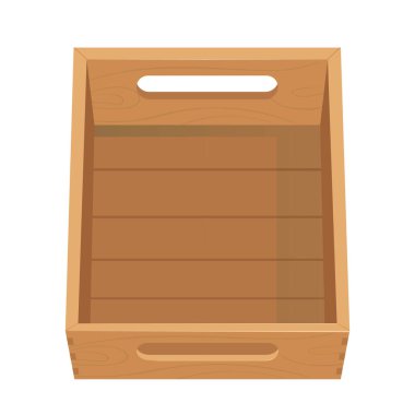 Delikli ahşap sebze kutusu. Meyve çekmecesi manzarası. Sandık beyaz arka planda izole edilmiş. Yiyecek depolamak için kutu.
