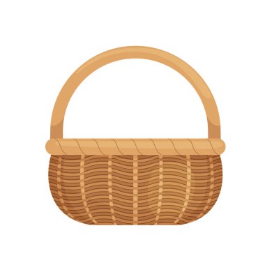 Piknik saplı bir sepet. Çizgi film tarzı. Çevre dostu. Beyaz arkaplanda izole.