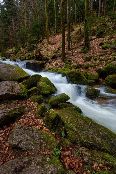 Gertelbach Waterfall Black Forest Mossy Stones Orange Leaves Fall — Stock Photo, Image