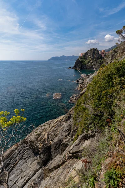 Manarola Dorf Beliebtes Europäisches Touristenziel Cinque Terre Nationalpark Unesco Welterbe — Stockfoto