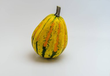 Beyaz zeminde izole edilmiş özel süs balkabağı.