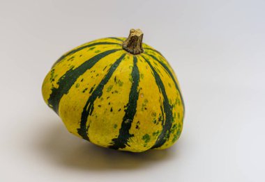 Beyaz zeminde izole edilmiş özel süs balkabağı.