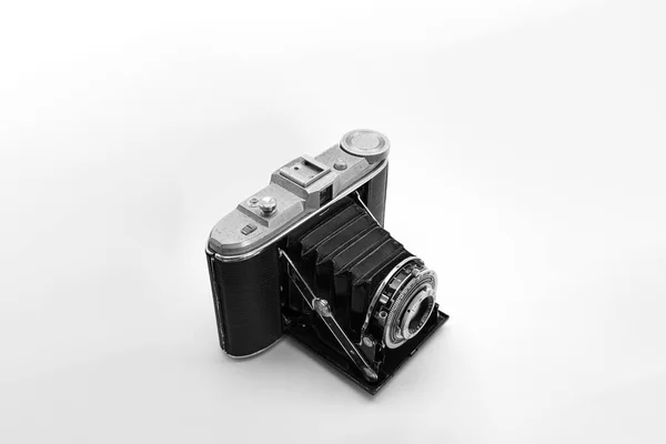 Ностальгічний Ретро Метал Компактний Горизонтальний Складаний Фотоапарат Середнього Формату Ручним — стокове фото