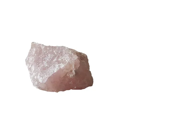 Макрозйомка Природного Дорогоцінного Каменю Розплавленого Рожевого Кварцового Мінерального Каменю Ізольованого — стокове фото