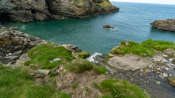 Ruiny Zamku Tintagel Południowej Kornwalii Związane Legendą Królu Arturze National — Zdjęcie stockowe