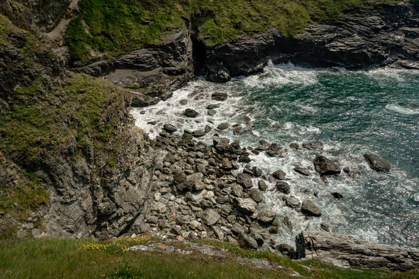 Ruine Château Tintagel Cornouailles Sud Liée Légende Roi Arthur National — Photo