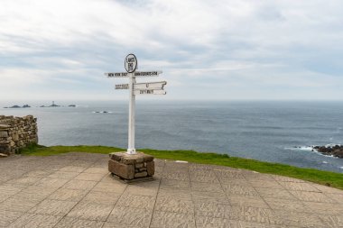 The sign at Lands End in Cornwall, England, Great Britain clipart