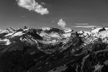 İsviçre 'nin Jungfrau dağı yakınlarındaki Schynige Platte' den İsviçre Alp Dağları 'nın panoramik manzarası