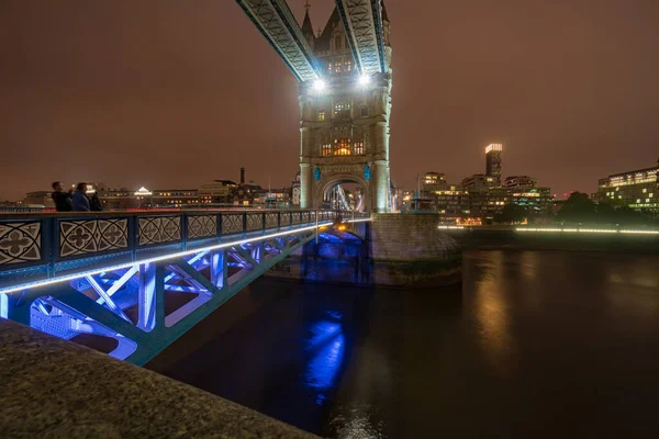 Tower Bridge Londra Notte Vecchio Ponte Sul Tamigi Regno Unito — Foto Stock