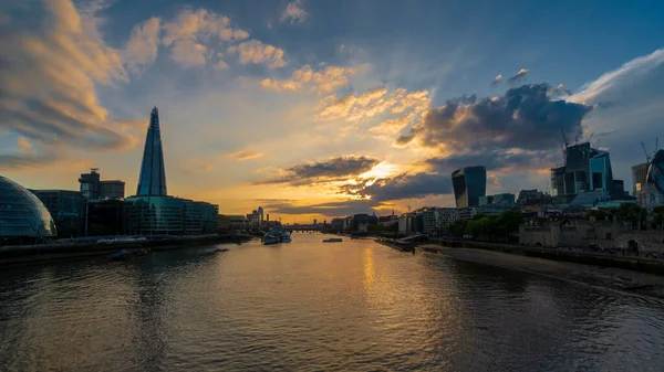 Panoramic View Shard Financial District Tower Bridge Sunset London England — Stock Photo, Image