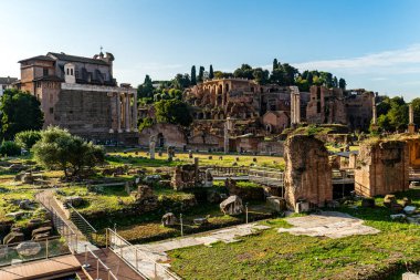 Roma, İtalya - 03 Ekim 2018: Roma, İtalya 'da Palatine Tepesi ile Romanum Forumu