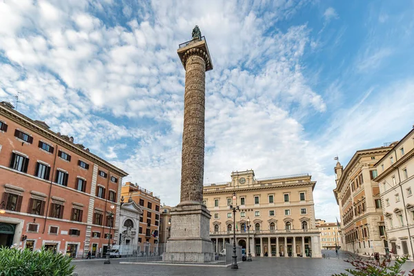 Marcus Aurelius Márvány Oszlopa Római Piazza Colonna Téren Olaszországban — Stock Fotó