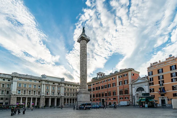 Marble Column Marcus Aurelius Piazza Colonna Square Rome Italy — Stock Photo, Image
