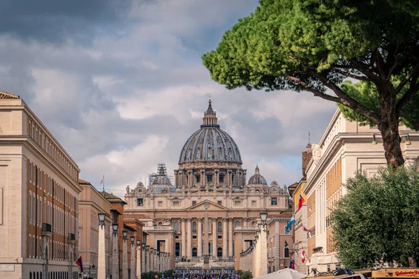 Roma Itália Outubro 2018 Uma Vista Longo Rua Direção Basílica — Fotografia de Stock