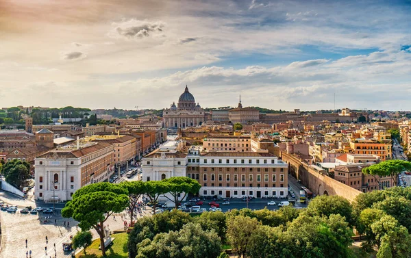 Panoramic View Rome Castel Sant Angelo Vaticano Dome Peter — Stock Photo, Image
