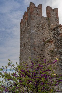 Sirmione manzaralı Lago di Garda (Garda Gölü) kasabası. İtalya 'nın Lombardiya bölgesinde turizm beldesi