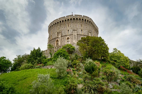 Castelo Windsor Seu Jardim Com Fundo Céu Dramático Windsor Castle — Fotografia de Stock