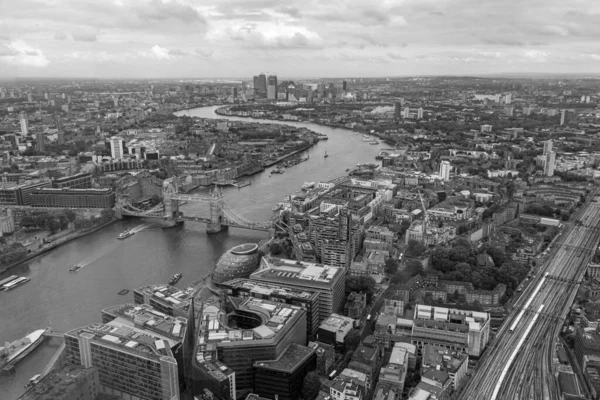 Veduta Aerea Sulla Città Londra Sul Tamigi Bianco Nero Inghilterra — Foto Stock