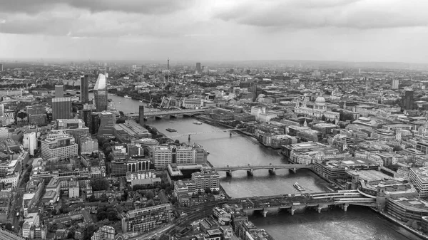 Aerial View City London River Thames Black White England Great — Stock Photo, Image