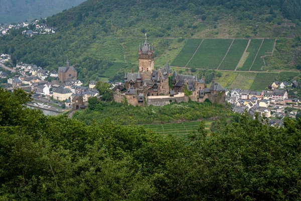 Zamek Reichsburg Siedzi Nad Średniowiecznego Miasta Cochem Mosel River Niemcy — Zdjęcie stockowe