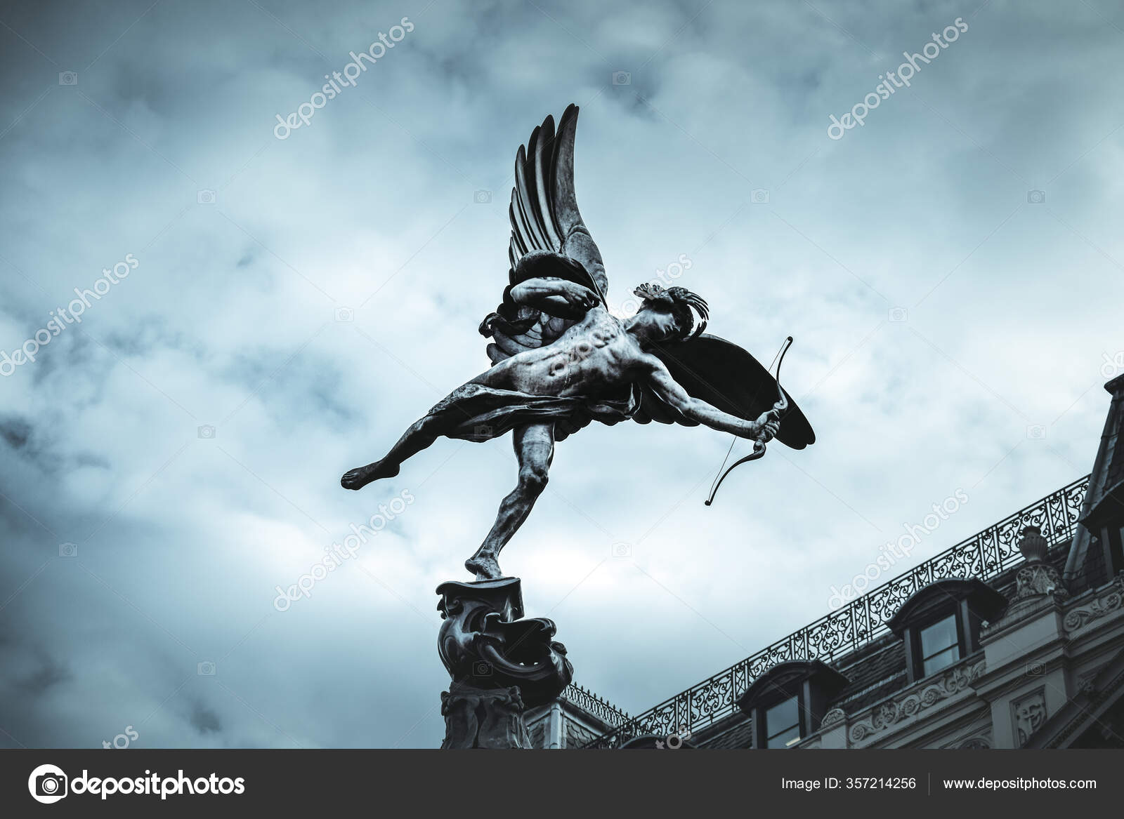 Famous Statue Eros Amor Cupid Piccadilly Circus London Blue Clear Stock Photo C Stefan Devzal 357214256