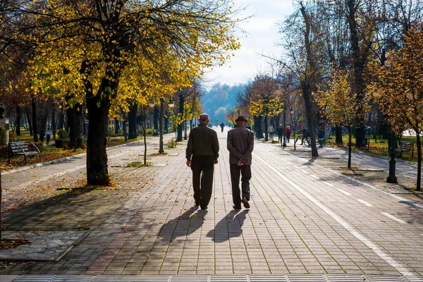 Bitola Macedonia Del Norte 2020 Personas Mayores Jubiladas Caminan Pacíficamente — Foto de Stock