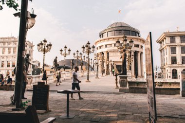 Üsküp / Kuzey Makedonya - 03.10.2020: Üsküp şehir merkezi görünümü