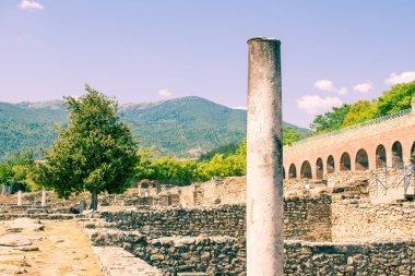 Heraklea Unesco sitesi Makedonya 'nın Bitola kentinin antik Roma kalıntılarını temsil ediyor - Heraklea Lyncestis - arkeoloji sahası