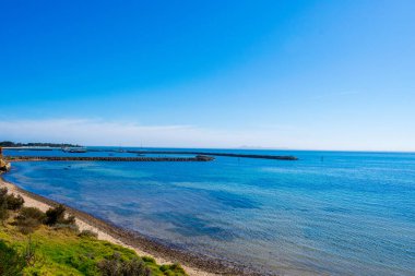 Katisma Sahili 'nin panoramik manzarası, Lefkada, İyon Adaları, Yunanistan