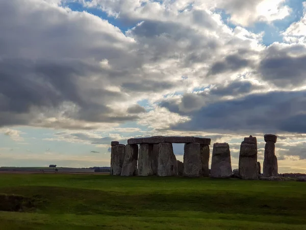 Stonehenge an ancient prehistoric stones monument near Salisbury with dramatic sky, Wiltshire, UK. in England