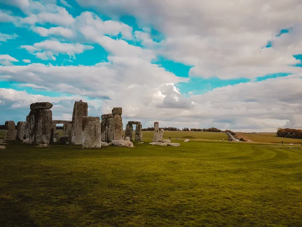 Stonehenge Antigo Monumento Pedra Pré Histórica Perto Salisbury Com Céu — Fotografia de Stock