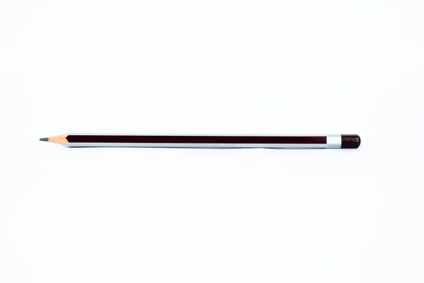 Srebrny Czarny Kolorowy Ostry Ołówek Drewna Jest Wyświetlany Białym Tle — Zdjęcie stockowe