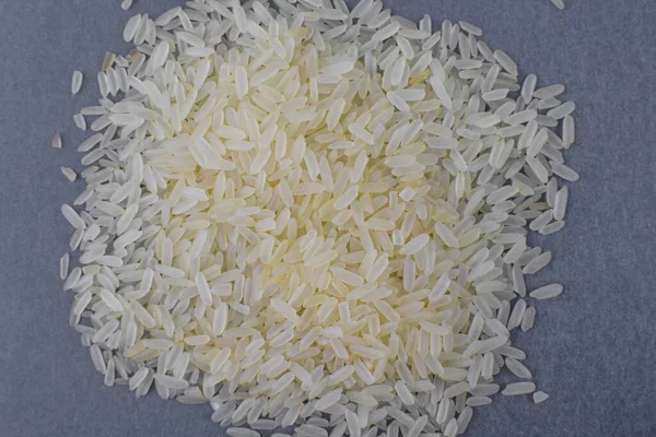 Stack White Fresh Rice Grains Gathered Together Front Light Background — Stock Photo, Image