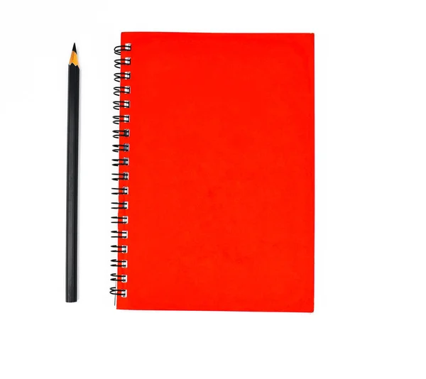 Černé Pero Vedle Červené Barvy Pokryté Deníkem Jednoho Poznámkového Papíru — Stock fotografie
