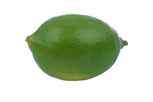 Jeden Zielony Kolorowe Świeże Smaczne Jedzenie Cytryny Izolowane Pustym Białym — Zdjęcie stockowe