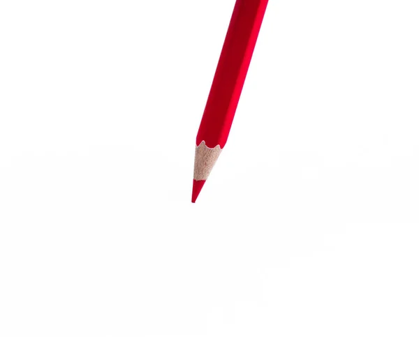 Портрет Одного Олівця Червоного Кольору Розміщеного Ізольованому Фоні Білого Паперу — стокове фото