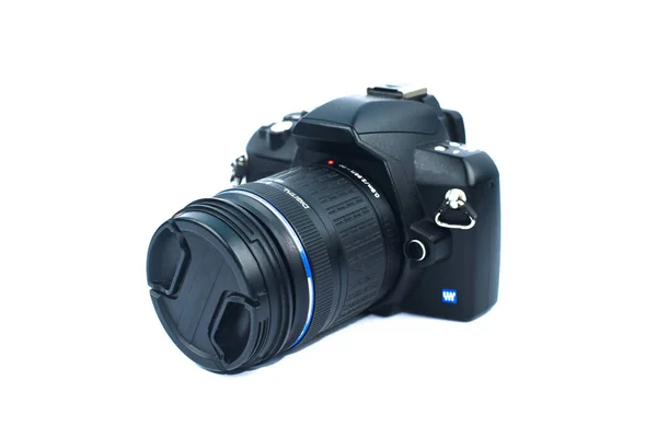Een Zwart Gekleurde Digitale Camera Met Een Mooie Lens Erop — Stockfoto