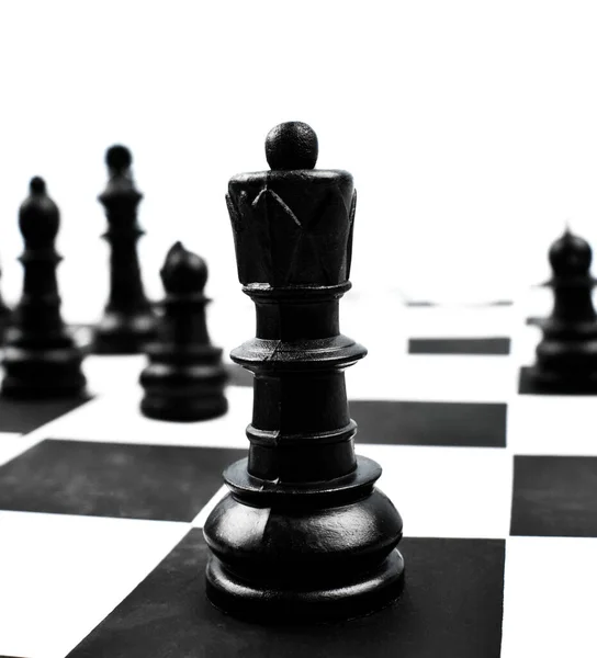 Black Side Chess Board Black Queen Other Different Pawns Frame Royalty Free Stock Photos