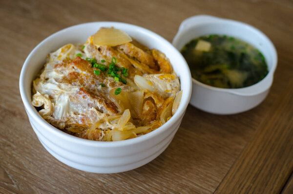Katsudon - Japanese breaded deep fried pork cutlet